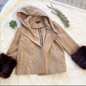 NWOT Laundry Peacoat w/ Adjustable Faux Fur Sleeve